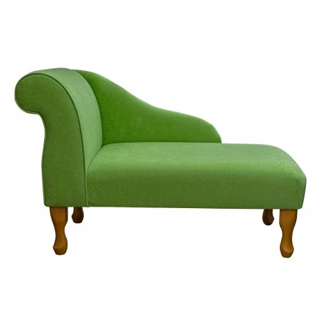 Small Mini Chaise Longue in a Plush Grass Green Fabric | Beaumont