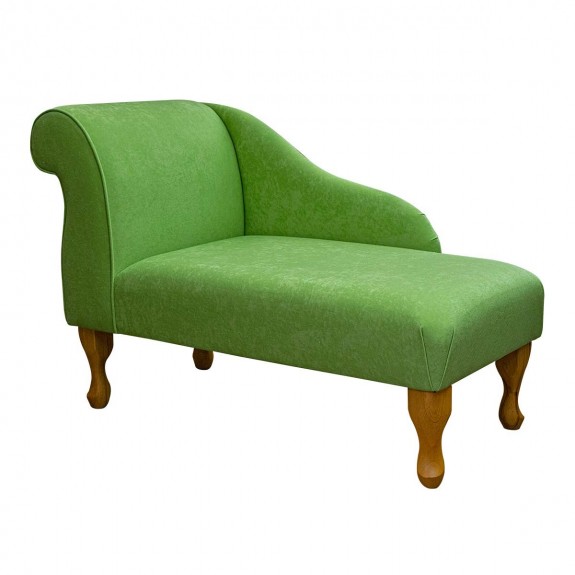 Small Mini Chaise Longue in a Plush Grass Green Fabric | Beaumont
