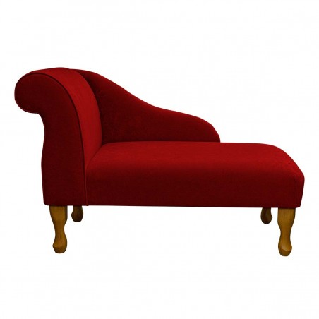 Small Mini Chaise Longue in a Plush Postbox Red Fabric | Beaumont