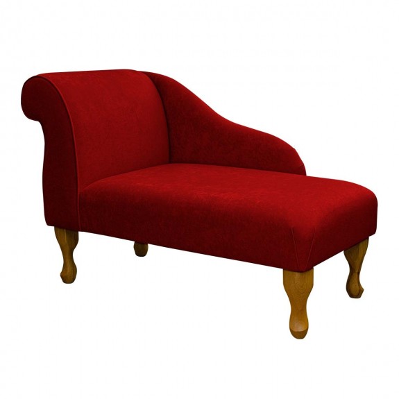 Small Mini Chaise Longue in a Plush Postbox Red Fabric | Beaumont