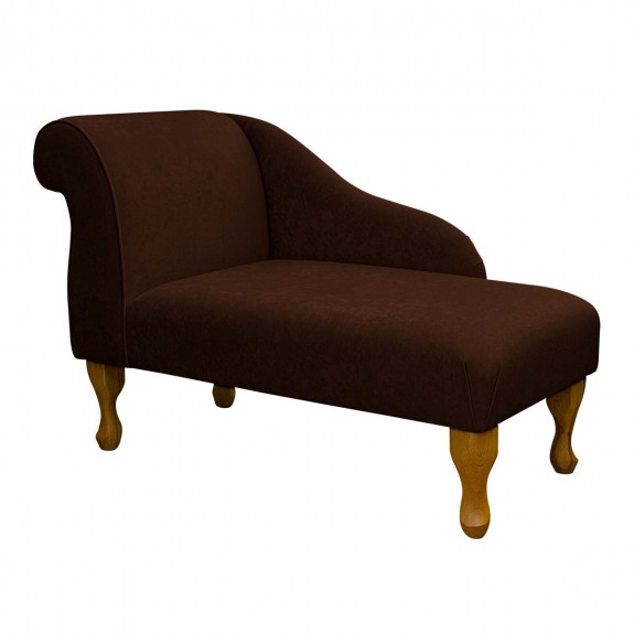Small Mini Chaise Longue in a Plush Chocolate Brown Fabric | Beaumont