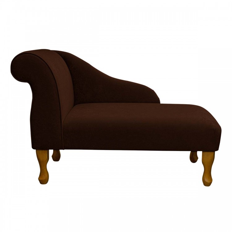 Small Mini Chaise Longue in a Plush Chocolate Brown Fabric | Beaumont