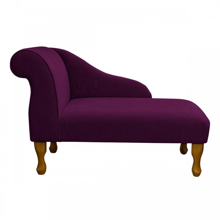 Small Mini Chaise Longue in a Plush Plum Purple Fabric | Beaumont