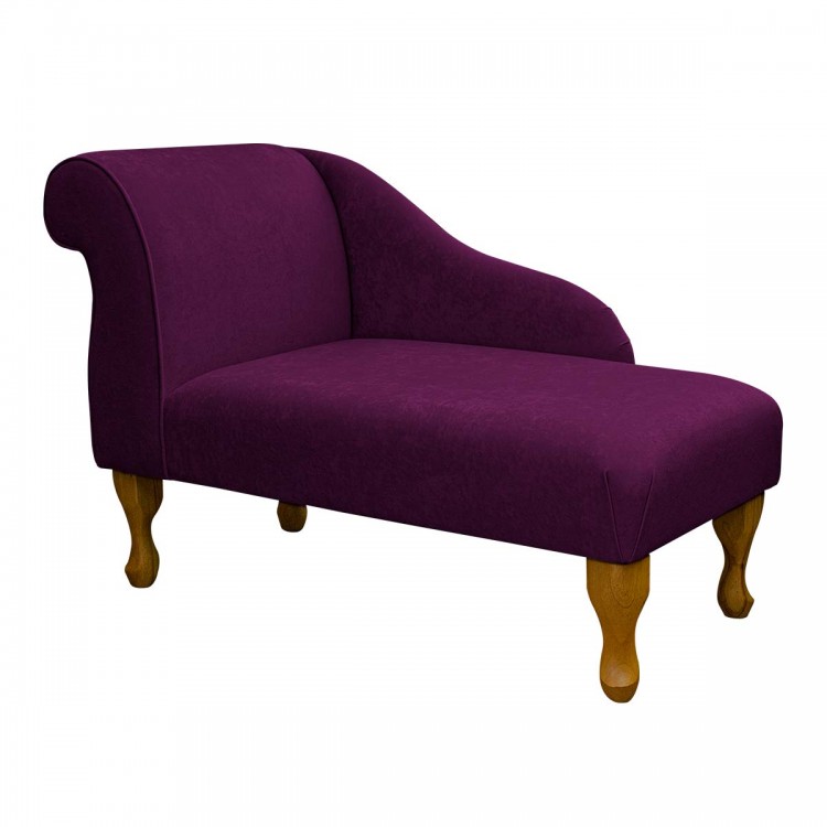 Small Mini Chaise Longue in a Plush Plum Purple Fabric | Beaumont