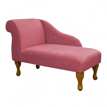 Small Mini Chaise Longue in a Plush Flamingo Pink Fabric | Beaumont