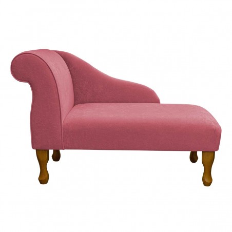 Small Mini Chaise Longue in a Plush Flamingo Pink Fabric | Beaumont