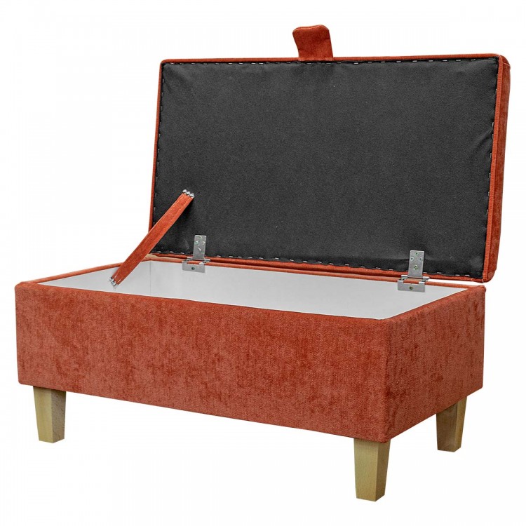 Storage Footstool in Pimlico Crush Copper Fabric SR16017 | Beaumont