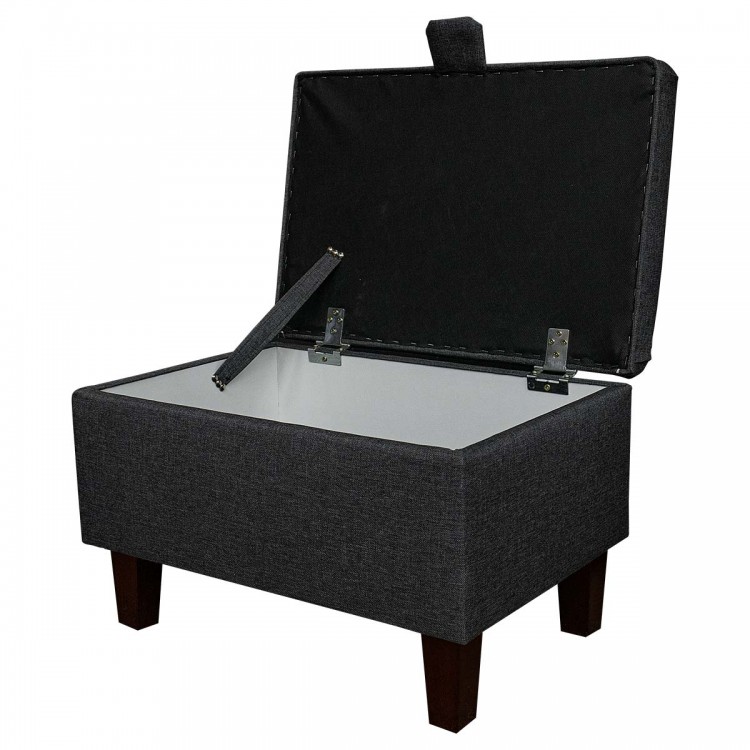 dark grey footstool with storage