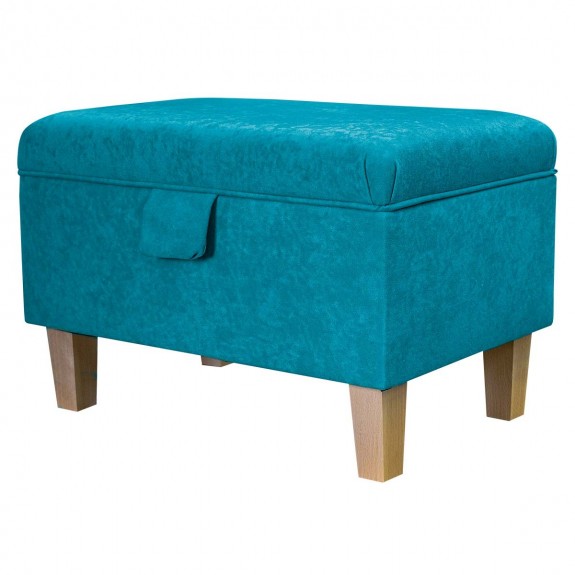 Storage Stool, Ottoman Box in a Plush Light Blue Fabric | Beaumont