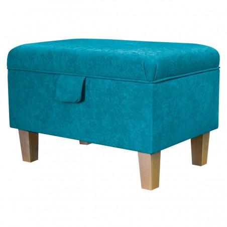 Storage Stool, Ottoman Box in a Plush Light Blue Fabric | Beaumont