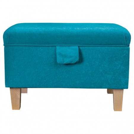 Storage Stool, Ottoman Box in a Plush Light Blue Fabric | Beaumont