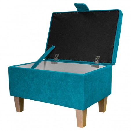 Storage Stool, Ottoman Box in a Plush Light Blue Fabric | Beaumont