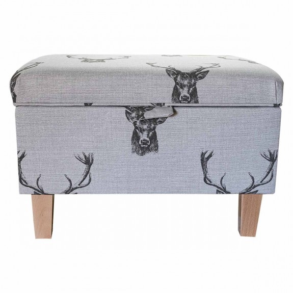Storage Footstool, Ottoman, Pouffe in a Stag Cotton Fabric
