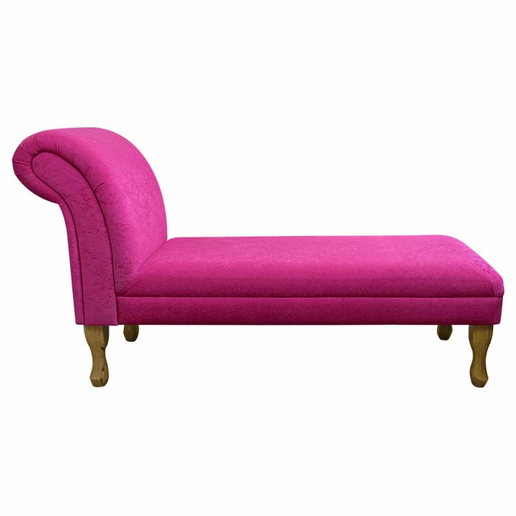 Armless Medium Chaise Longue in Plush Fuchsia Pink Fabric | Beaumont