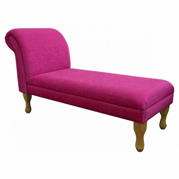 Armless Medium Chaise Longue in Plush Fuchsia Pink Fabric | Beaumont