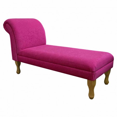 Armless Medium Chaise Longue in Plush Fuchsia Pink Fabric | Beaumont