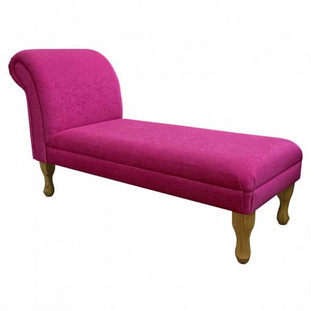 Armless Medium Chaise Longue in Plush Fuchsia Pink Fabric | Beaumont