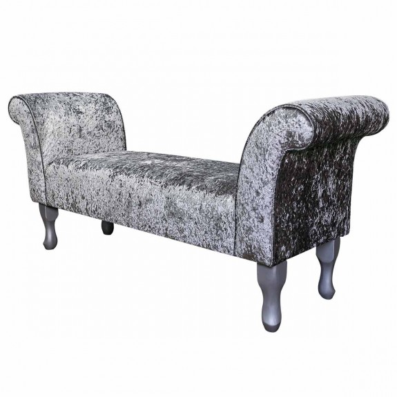 Window Seat in Shimmer Steel Crushed Velvet Fabric | Beaumont