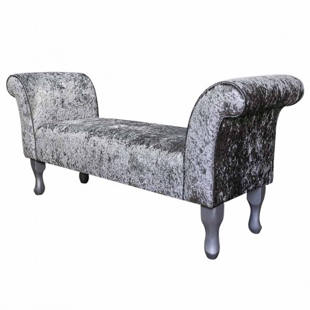 Window Seat in Shimmer Steel Crushed Velvet Fabric | Beaumont