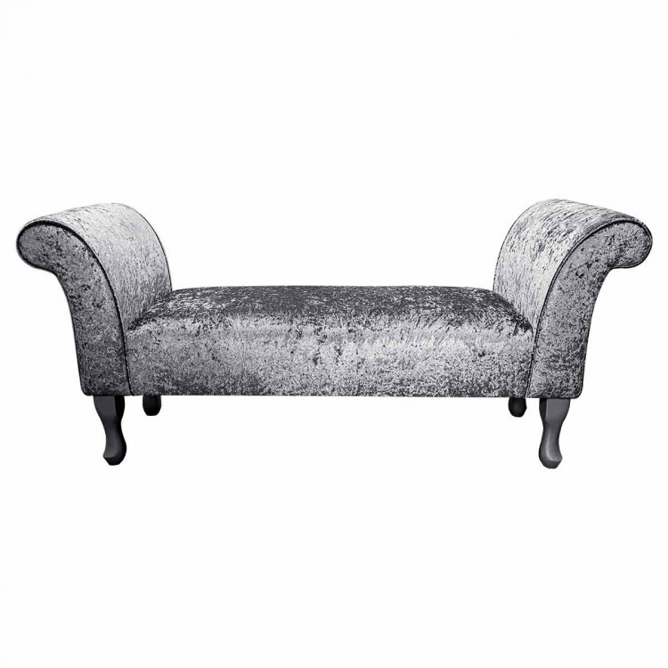 Window Seat in Shimmer Steel Crushed Velvet Fabric | Beaumont