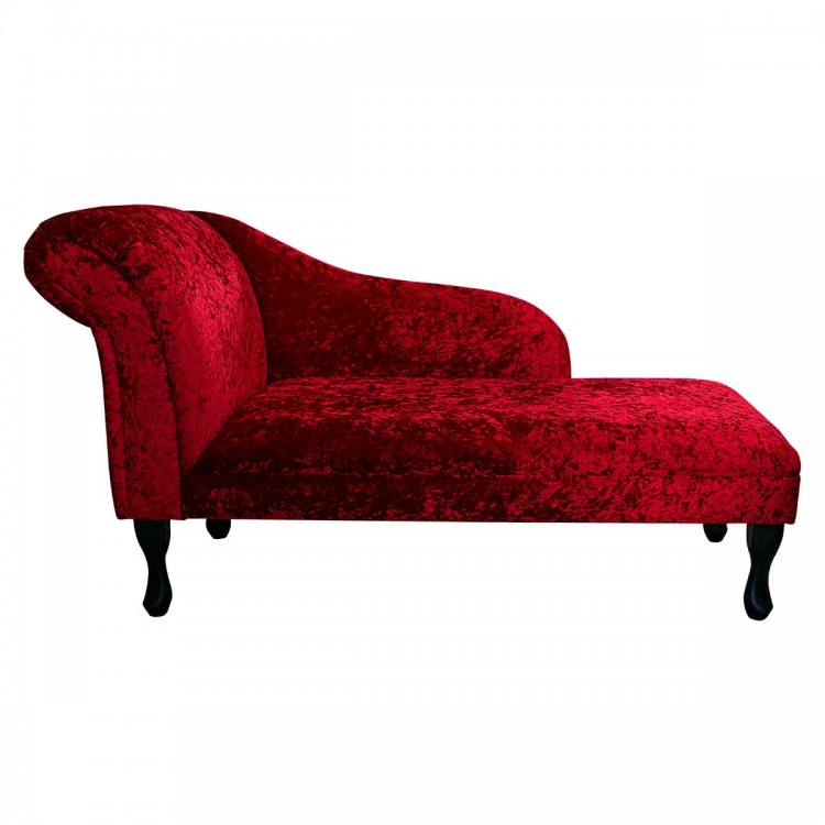 Medium Chaise Longue in Red Crushed Velvet Chenille Fabric | Beaumont Medium Chaise Longue in Red Crushed Velvet Chenille Fabric | Beaumont