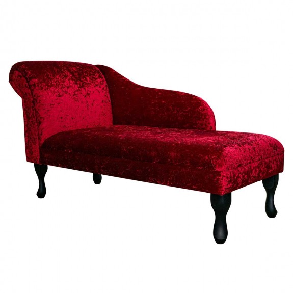 Medium Chaise Longue in Red Crushed Velvet Chenille Fabric | Beaumont