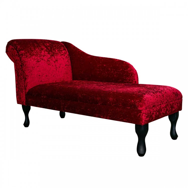 Medium Chaise Longue in Red Crushed Velvet Chenille Fabric | Beaumont Medium Chaise Longue in Red Crushed Velvet Chenille Fabric | Beaumont