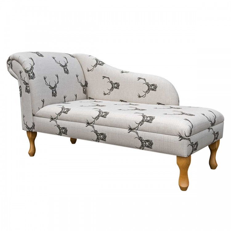 56" Medium Chaise Longue in a Stag Cotton Fabric | Beaumont