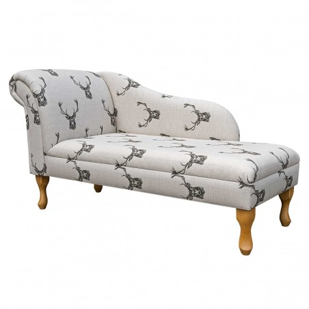 56" Medium Chaise Longue in a Stag Cotton Fabric | Beaumont