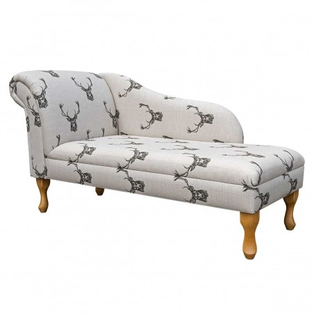 56" Medium Chaise Longue in a Stag Cotton Fabric | Beaumont