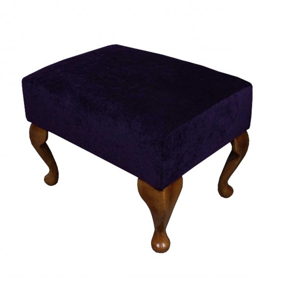 Small Footstool in a Malta Amethyst Deluxe Velvet Fabric | Beaumont