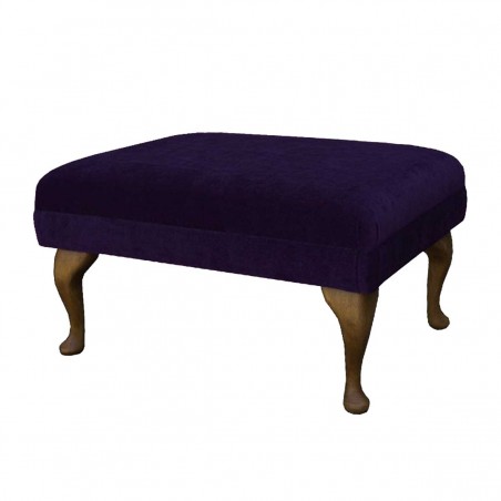 Medium Footstool in a Malta Amethyst Deluxe Velvet Fabric | Beaumont