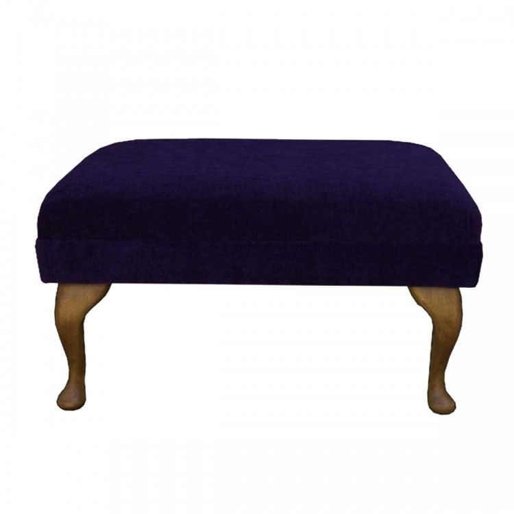 Medium Footstool in a Malta Amethyst Deluxe Velvet Fabric | Beaumont
