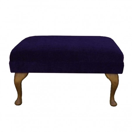Medium Footstool in a Malta Amethyst Deluxe Velvet Fabric | Beaumont