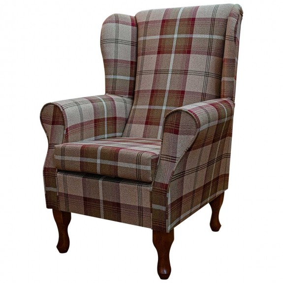 LUXE Standard Wingback Fireside Westoe Chair in a Balmoral Mulberry Fabric