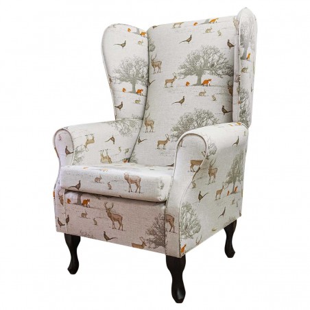 Large High Back Chair in a Tatton Cotton Fabric | Beaumont