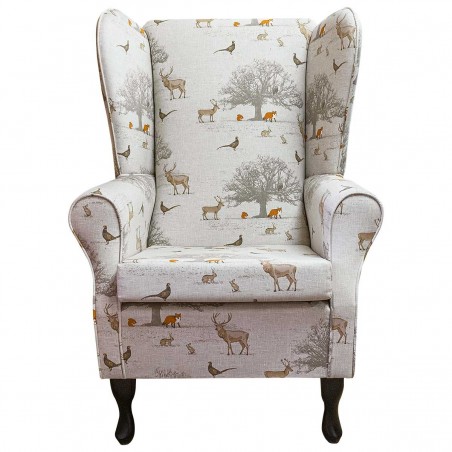 Large High Back Chair in a Tatton Cotton Fabric | Beaumont