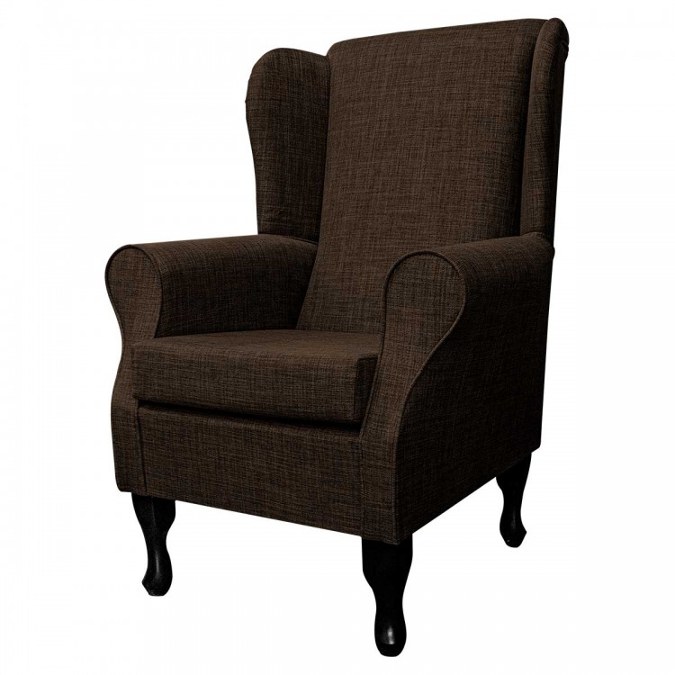 Standard Wingback Chair in a Lena Plain Marl Brown Fabric | Beaumont