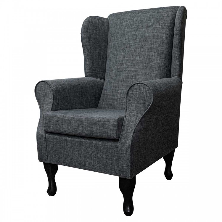 Standard Wingback Chair in a Lena Plain Marl Grey Fabric | Beaumont
