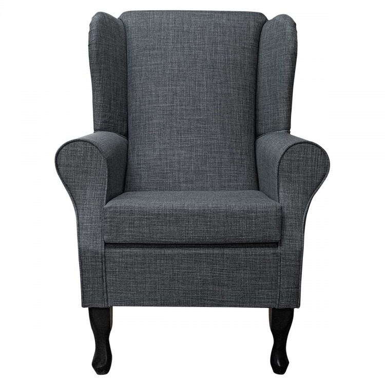 Standard Wingback Chair in a Lena Plain Marl Grey Fabric | Beaumont