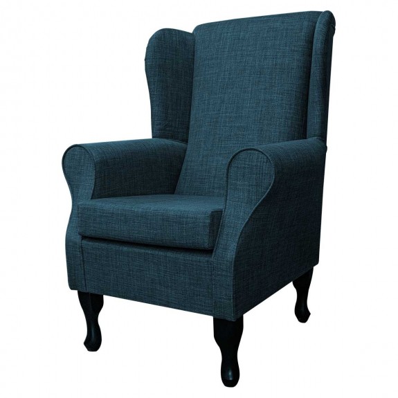 Standard Wingback Fireside Westoe Chair in a Lena Plain Marl Petrol Fabric