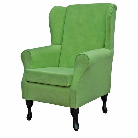 Standard Wingback Westoe Chair in Plush Grass Green Fabric | Beaumont