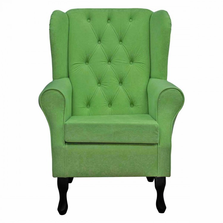 Buttoned Green Wingback Fireside Chair | Beaumont Furniture UK