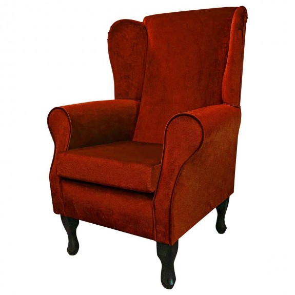 Standard Wingback Chair in a Malta Apricot Deluxe Velvet Fabric | Beaumont