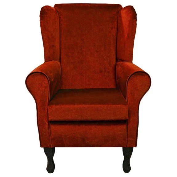 Standard Wingback Fireside Westoe Chair in a Malta Apricot Deluxe Velvet Fabric