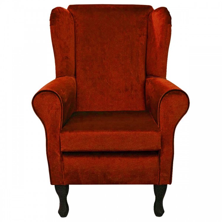 Standard Wingback Chair in a Malta Apricot Deluxe Velvet Fabric | Beaumont
