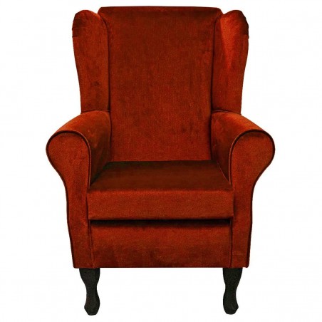 Standard Wingback Chair in a Malta Apricot Deluxe Velvet Fabric | Beaumont