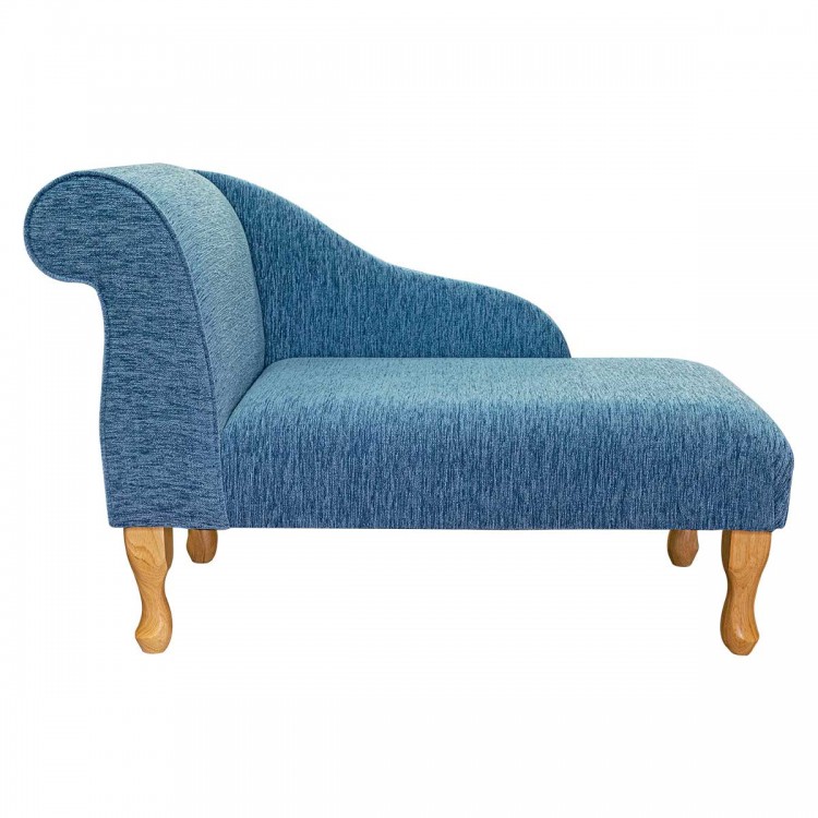 Mini Chaise Longue in Coniston Blue Chenille Fabric SR16419 | Beaumont