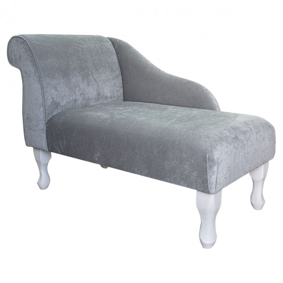 Mini Chaise Longue in Dolce Fog Strie Velvet Fabric DOL3494 | Beaumont