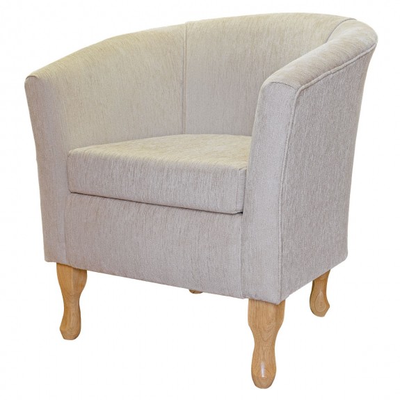 Designer Tub Chair in a Woburn Beige Plain Fabric